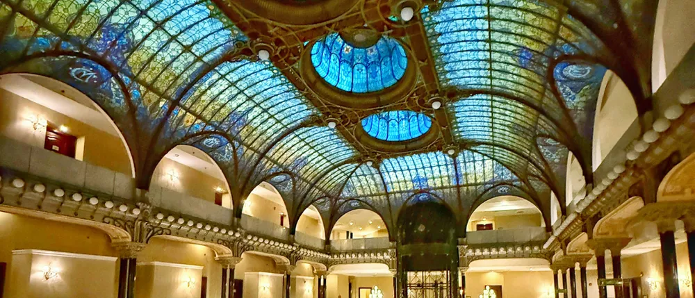 A Table Above the Zócalo via 20,000 Pieces of Colored Glass- The Gran Hotel
